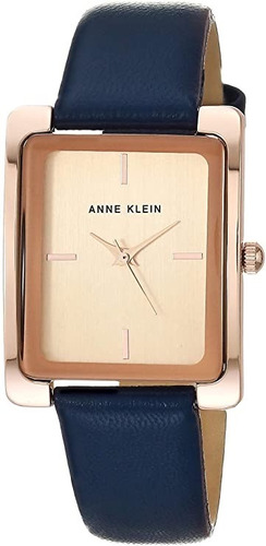 Reloj Mujer Anne Klein Correa De Piel 28 Mm Ak/2706rgnv Color de la correa Azul marino Color del bisel Rosa dorado Color del fondo Rosa dorado
