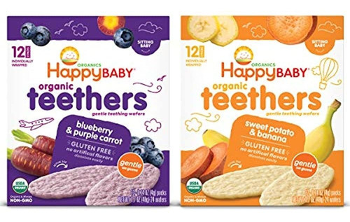 Happy Baby Organics Obleas De Mordedor, Paquete De 2 Sabores