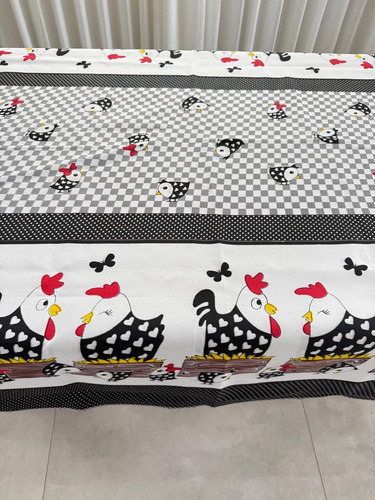 Jogo De Cozinha Diamante Com Toalha Mesa 4 Cadeiras Galo E Galinha