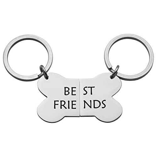 Eilygen Best Friends Bone Dog Tag Llavero Set Perro Amigos C