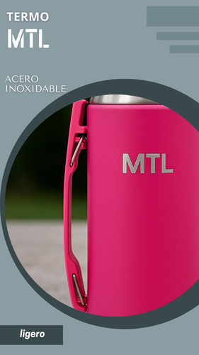 Termo Mtl 1 Litro Acero Inoxidable Pico Cebador Mate System Color Fucsia Tapa Vaso Térmico Doble Pared Reforzado Alta Resistencia Líquidos Calientes Fríos