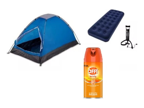 Combo Camping Carpa + Colchon Inflable 1 Plaza + Inflador