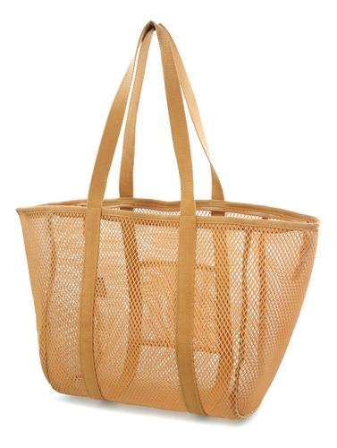 Hoxis Sandproof Mesh Beach Tote With Zipper Light-weight Be.