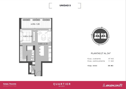 Imagen 2 de 18 de Piso Alto En Venta En Quartier Del Bajo Con Cochera, Torre Ciudad!