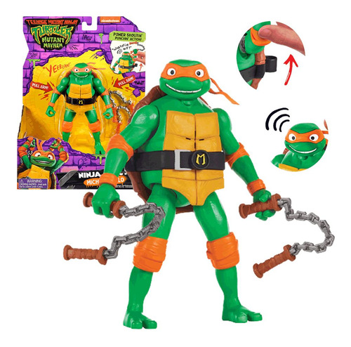 Boneco Tartaruga Ninja Michelangelo Com Som E Acessório