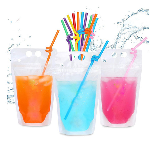 100 Bolsas Bebidas 16 Oz Para Adultos, Bolsas Para Beb