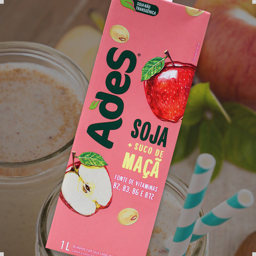 Suco De Soja Ades Sabor Maçã 1l Pack Com 6 Unidades