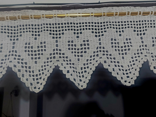 Cortina Bando Cenefa A Crochet Hilo/algodón 117cm X 30cm