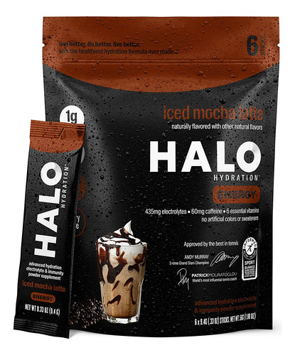 Halo Iced Mocha Latte - Bebida Energética En Polvo - Mezcla