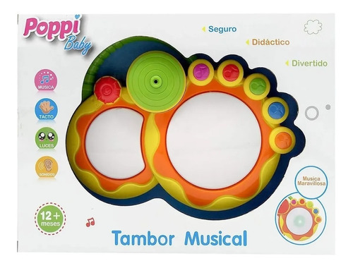 Tambor Doble Musical Con Luz Interactivo Infantil Poppi