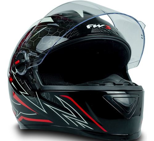 Imagem 4 de 6 de Capacete Narigueira Moto Gt2 Preto Branco Vermelho Brilho