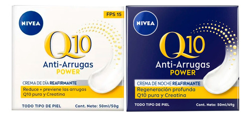 Pack Crema Dia Y Noche Antiarrugas Q10 Power 50g Cu Nivea