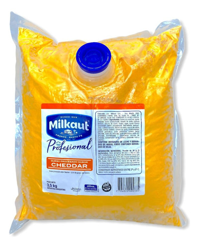 Cheddar Liquido Milkaut X 3,5kg. Apto Celiacos Sin Tacc