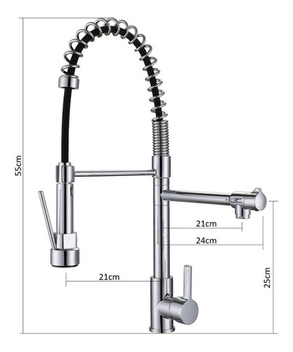 Doan Metal ME01 torneira de cozinha monocomando extensível cromo acabamento cromado