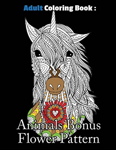 Adult Coloring Book  Animals Bonus Flower Pattern Animals Co
