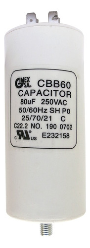 Capacitor Arranque Cbb60 250v 51x123mm Uf120