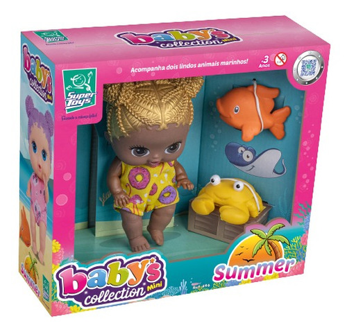 Boneca Bebê Baby's Collection Summer C/ Bichinhos- Supertoys