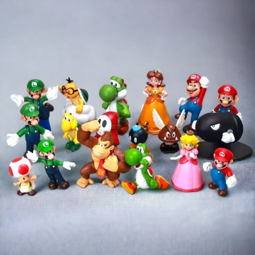 Set De 18 Muñequitos Mario Bros, Princess Peach Y Sus Amigos