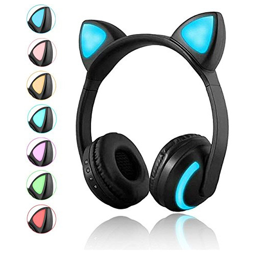 Auriculares Inalámbricos Bluetooth Con Orejas De Gato Y Micr