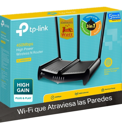 Router Tplink Wr941hp 450 Mbps 1 Vatio 27 Dbi Garantía 5 Año