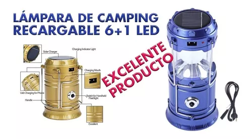 LED Lampara Linterna Portátil Solar & USB Recargable Luz De Tienda Camping  Luces