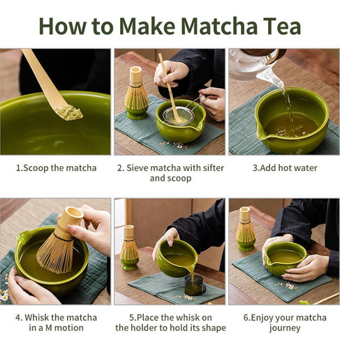 4pcs Set Matcha, Cuchara Japonesa De , Regalo Verde Profundo