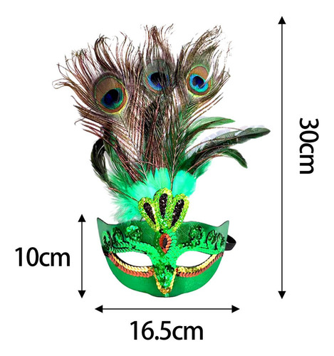 W Disfraz De Máscara De Plumas De Pavo Real Para Halloween Y