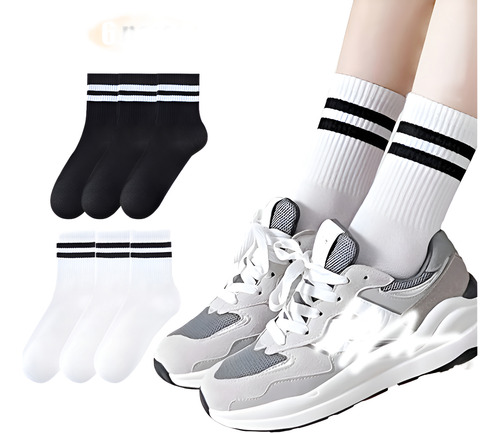 Calcetas Mujer Hombre Algodón Calcetines Deportivo 6 Pares