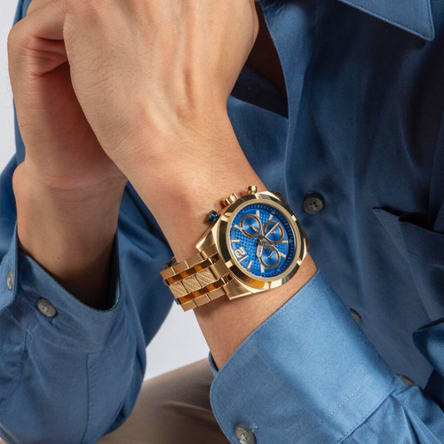 Reloj Guess Para Hombre Resistance Elegante Caballero Correa Dorado