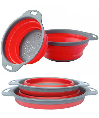 Imagen 3 de 4 de Colador Plegable De Silicona Con Mango Asa 20cm Goma