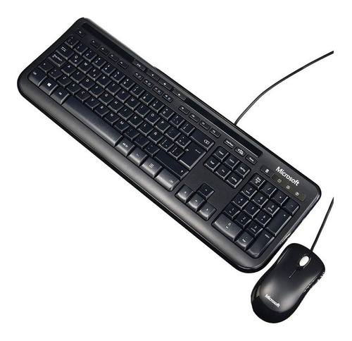 Imagen 2 de 6 de Kit de teclado y mouse Microsoft Wired Desktop 600 Español de color negro