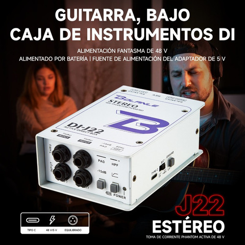 Bolanle J22 Caja Directa Estéreo Xlr 1/4 Dual Canal