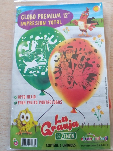 6 Globos De Latex La Granja De Zenón 12 Pulgadas