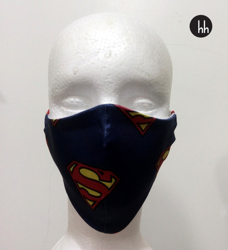 Máscara De Tecido Superman Com Forro Duas Camadas Kit Com 07
