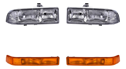 2 Faros + 2 Cuartos Depo Para Chevrolet S10 1998 A 2003