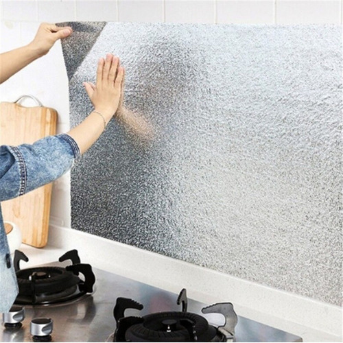 Imagen 3 de 9 de Papel Aluminio Adhesivo Para Pared O Muebles; 40cm X 3mt