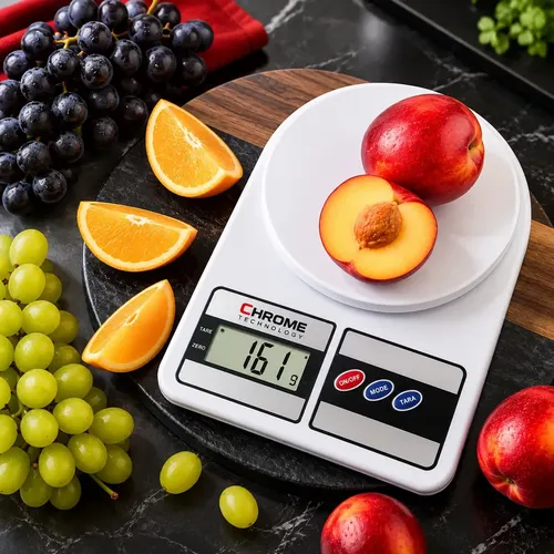 Balança Digital de Cozinha para Alimentos, 10 kg e Precisão de 1g Profissional E Uso Domestico Nutricional Para Pesar Alimentos Ou Confeitaria Comida Chrome Technology