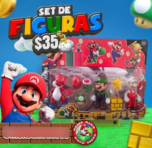 Set De Figuras De 12 Cm Mario, Luigi Y Netty