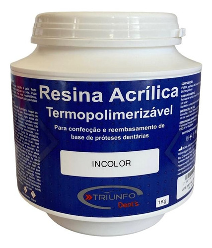 Resina Acrílica Termopolimerizavel 1 Kg Incolor Ou Rosa Rmv