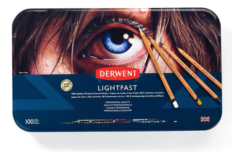 Lapices Derwent Lightfast  X 100 Colores Lata Profesional