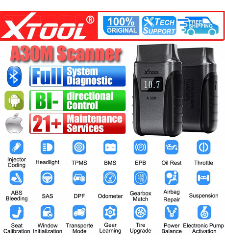 Escaner Automotriz Xtool Anyscan A30m, Bidir., 21 Func Esp.