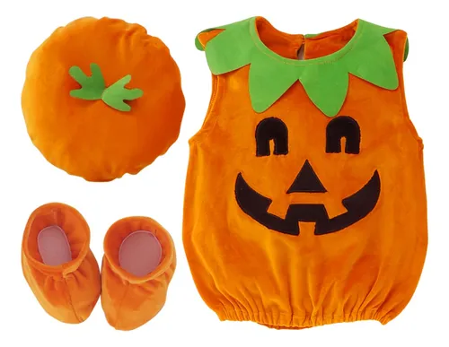 3 Piezas Disfraz Para Bebe Halloween,disfraces De Terciopelo Calabaza De Halloween Para Bebé Y Niños Y Niñas,traje De Halloween Niño Incluye Camiseta