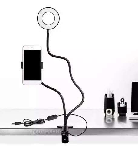 Selfie Aro De Luz 9 Cm Con Soporte Para Celular Multi Uso