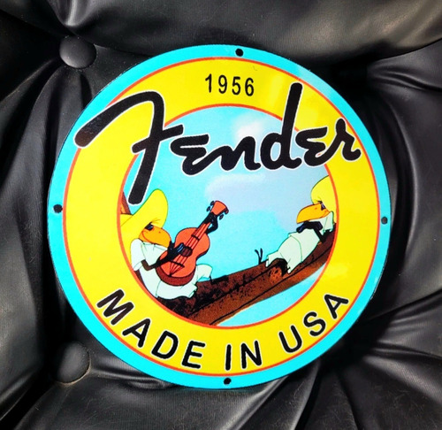 Cartel De Chapa Decorativo Fender Vintage Apto Exterior 