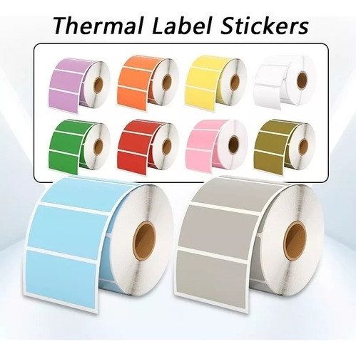5 Rollos De Etiquetas Adhesivas Térmicas De Colores De 50 X