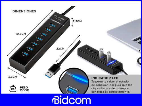 Hub Multipuerto Gadnic Usb 7 Puertos Gadnic Alta Velocidad