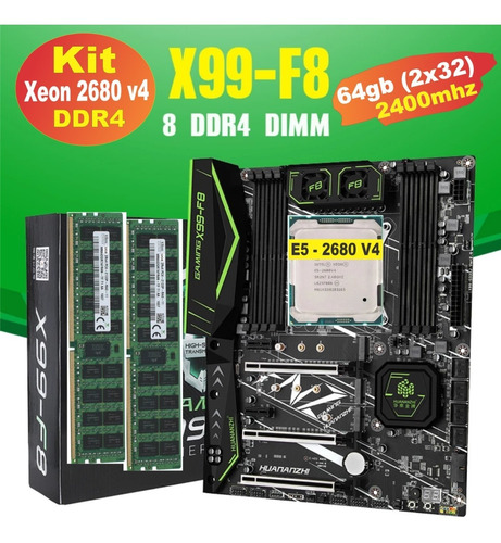 Kit Placa Huananzhi F8 + Xeon E5 2680 V4 + 64gb Ddr4