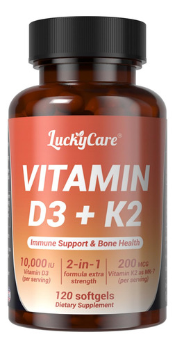 Luckycare Suplemento Vitamina D3 K2 10000 Ui Aceite Coco 120
