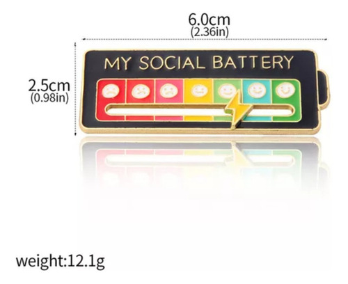 15×broche Esmaltado Negro P My Social Battery 7 Moods,