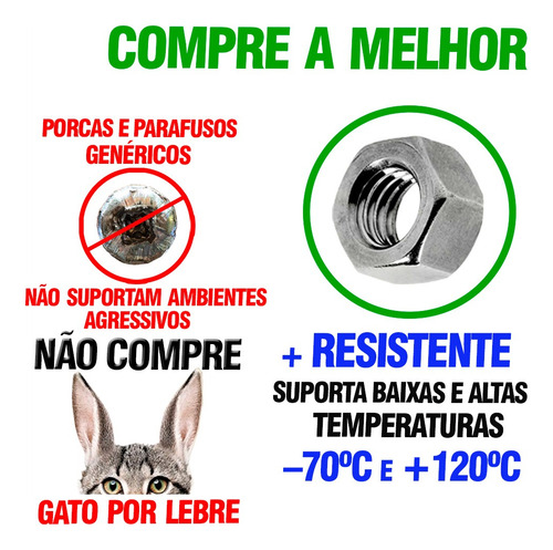 Kit Parafuso Sextavado 6mm Com Porca M6 X 10 - 100 Unidades